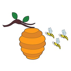 Vinyl Waterproof Static Cling Decor Beehive & Bees Design Wall Decal Sticker - Removable Stained Glass Multicolored Art - Family Room Window Mural Insect Decoration Glass Film Sticker 10" x 7"