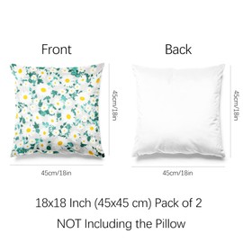 Berkin Arts Decorative Square Throw Pillow Covers Farmhouse Cushion Cases Designed of Modern Flower Floral, Made of Polyester Blend. Pack of 2, 18x18 Inch. Durable Vintage for Sofa