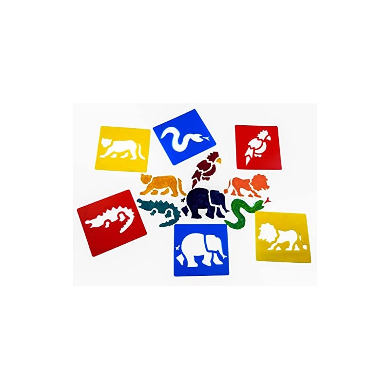 Washable Strong Plastic Stencils - Jungle Animal Themed - Pack