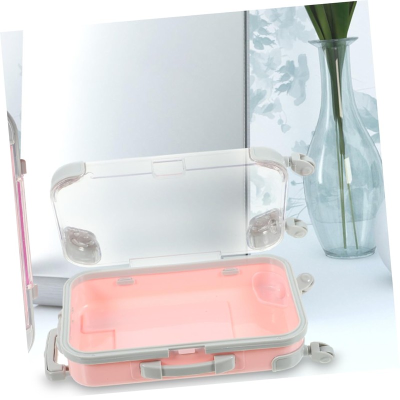 Garneck 2pcs Mini Plastic Suitcase Makeup Box - Portable Hard