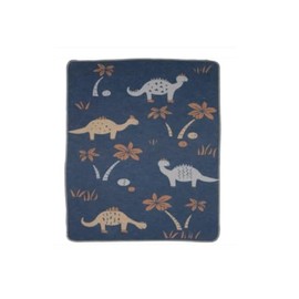 David Fussenegger Juwel Baby and Children's Blanket Dinos Velvet Blue 90 x 70 cm