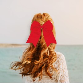 Jumbo Bow Clip with Tails - Red