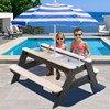 Kids 3-in-1 Sand & Water Table, Wood Outdoor Convertible Picnic