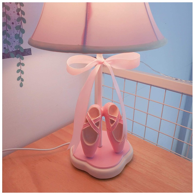 Cozylight Bedside Lamp, Pink Dancing Shoes Design, 14inch Tall Table