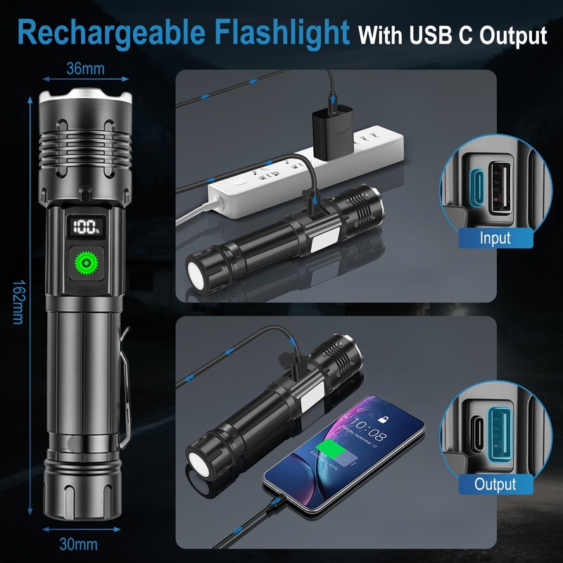 HOSONIC Rechargeable Flashlights High Lumens, Super Bright LED Flashlight 9