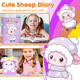 Pinkgarden Diary for Kids, 160 Pages Secret Diary, Plush Notebook with Lock and Key for Writing and Drawing, Gifts for Girls, Kids, Boys (Alpaca)