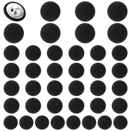 GEEHUA 40 Pcs Black Buttons, Fabric Cloth Covered with Metal Shank Round Button Tuxedo Suit Vintage Black Coat Sewing Buckle Jacket Coat Blouse Jeans Dress Bridal Gowns Buttons(18mm/15mm/10mm)