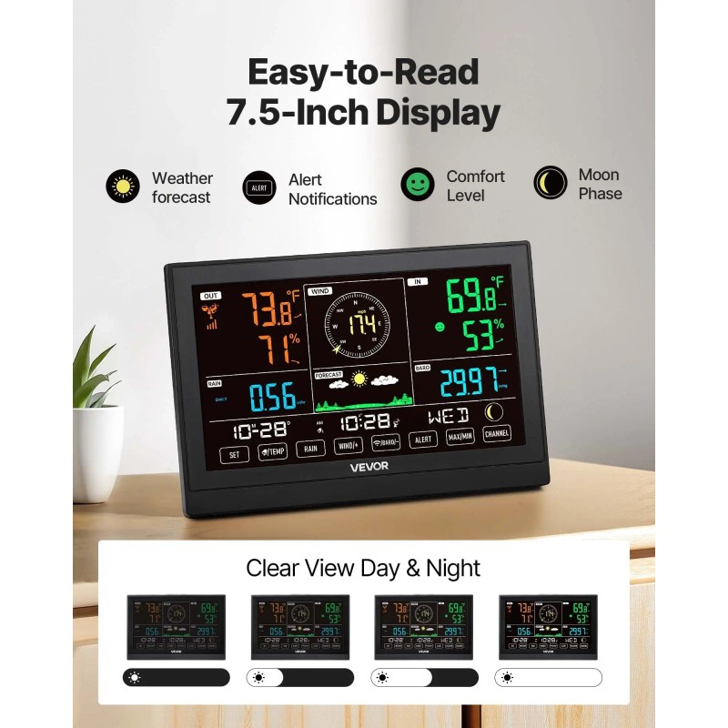 5 In 1 Smart Wireless Weather Station 7.5 Inch Display