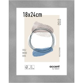 accent by nielsen Oslo Picture Frame 18 x 24 cm MDF Silver for Photos and Portraits Portrait and Landscape Format Sturdy Back Panel