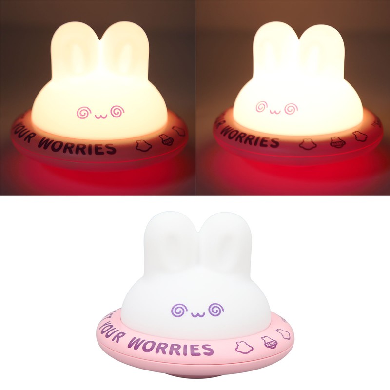 Cute Bunny Night Light Rechargeable 3 Levels Warm Light Soft