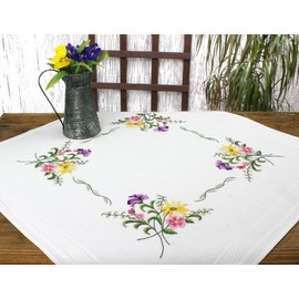 KAMACA Embroidery Kit, Flat Stch, Stem Stitch, Pre-Drawn Cotton, Complete Embroidery Kit with Embroidery Template, Embroidery Kit for Self-Embroidery, Adults (Flowers Fireworks MD 80 x 80 cm)