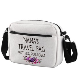 KUIYAI Nana Tote Bag Nana Gift Nana Zipper Canvas Crossbody Bag Travel Bag Grandma Gift Mother's Day Gift, Nana Travel, S