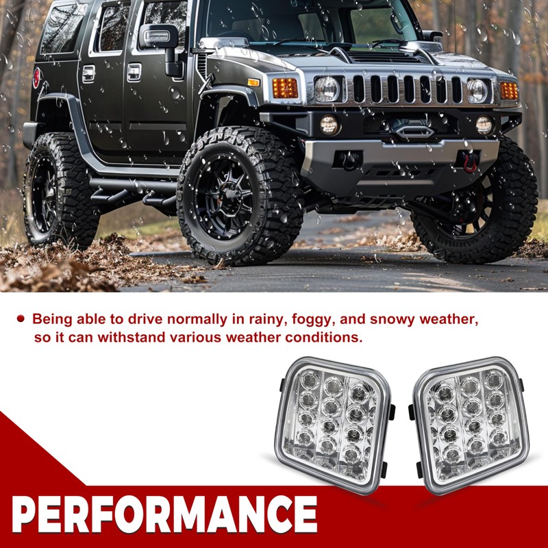 HECASA Pair LED Turn Signal Light Compatible with 2006-2010 Hummer
