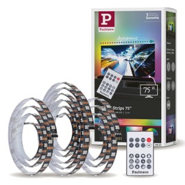 Paulmann 78882 LED Stripe USB TV Lighting 75 Inch 3.1 m 60LEDs/m Dynamic Rainbow RGB Including 1 x 5 Watt Dimmable Light Strip Black Plastic