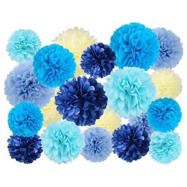 YFFSFDC Paper Pom Poms, Honeycomb Balls, Set of 15, Paper Flowers, Parties, Paper Pom Poms, Birthdays, Graduations, Decorations, Weddings, Decorations, Interior, Wedding, Photography, Celebrations, Anniversaries, Festivals, Cultural Festivals, Birthday Decorations, Blue