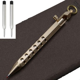 PUOSUO Six-Edge Solid Brass Pen, Bolt Action Pen EDC Pocket Signature Pen (Gold)