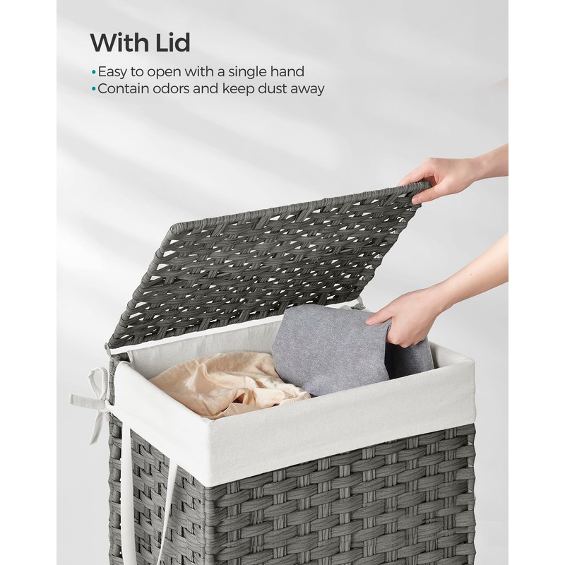 SONGMICS Laundry Hamper with Lid, 23.8 Gallon (90 L) Synthetic