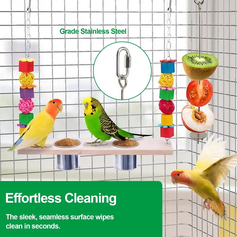 2 Pcs Bird Cage Food Holder Stainless Steel Parrot Fruit