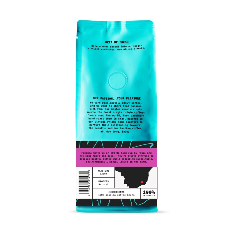 Coffee Ground for Cafetiere, 227g Bag Brazilian Ground Coffee, 100%
