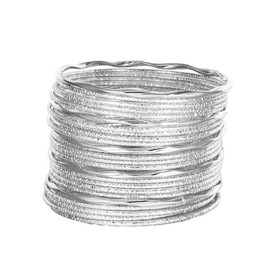 Eigso 25 Pcs Silver Indian Bangle Cuff Bracelets for Women Men Bohemian Stackable Textured Wristlets for Woman Man