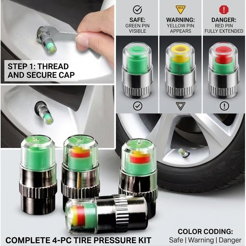 Tire Pressure Monitoring Caps for Standard Valve Stems – Visual