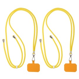 PATIKIL Smart Phone Lanyards, 2 Pack Universal Cell Phone Lanyards Adjustable Phone Strap Crossbody Lanyard Patch with Neck Strap Fits Most Smartphones, Yellow