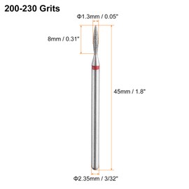 sourcing map 5pcs 200-230 Grits Diamond Grinding Bit 1.3mm Oval Head 2.35mm Shank 8mm Length Stone Sanding Drill Bits Rotary Tool for Ceramic Glass Nails Grinding Polishing
