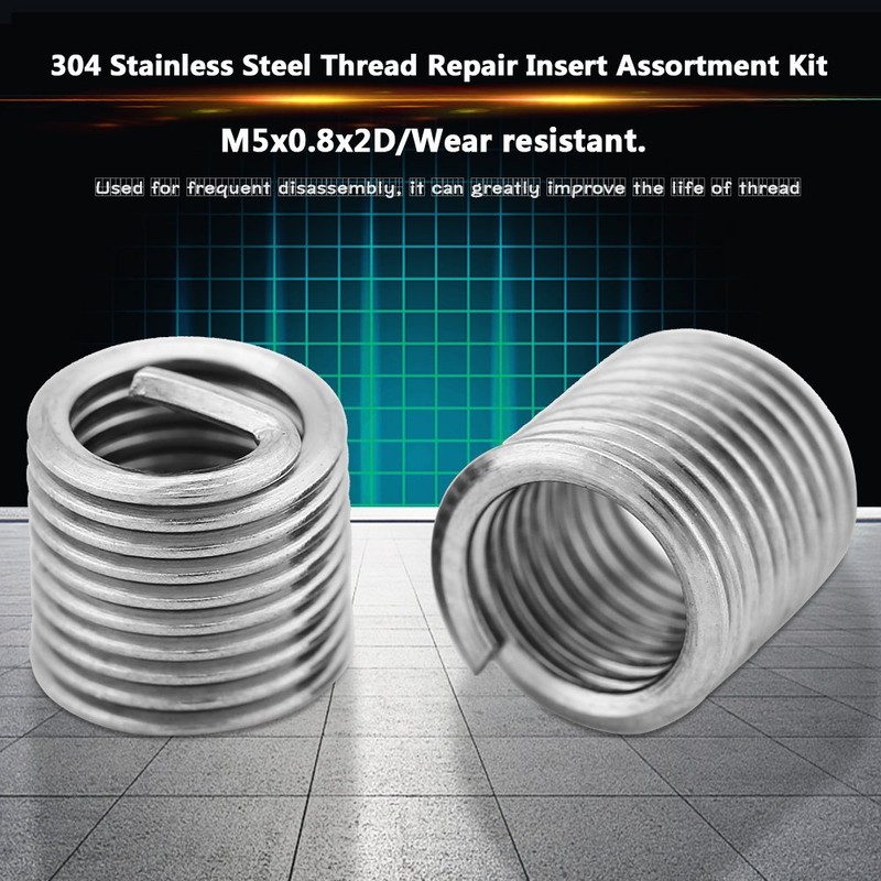100pcs Helicoils Assortment of Stainless Steel Repair Inserts Thread Inserts