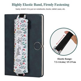 MoKo Elastic Pen Holder for Notebook, 4 Pieces PU Leather Pencil Case with Adjustable Band, Stationery School Supplies Zipper Bag for Planners, Journals, Book