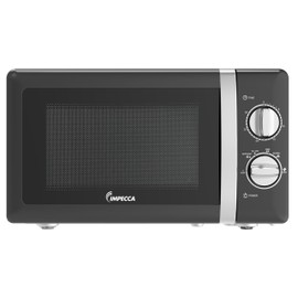 IMPECCA Countertop Microwave Oven Retro Mechanical Dials 5 Modes Timer Defrost 0.7 Cu 700W 9.65” Turntable Easy Clean