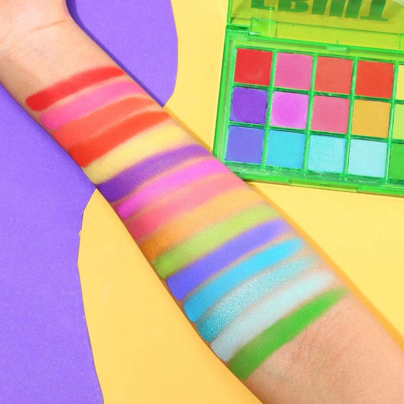 UCANBE Bright Colorful Neon Rainbow Makeup Eyeshadow Palette 15 Shades