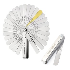 2PCS Youzzei 32 Blades Feeler Gauge, 0.04-0.88mm(0.0015-0.035 Inch) Dual Markered Feeler Gauge Imperial and Metric, Stainless Steel Feeler Gauges Metric for Guitar, Spark Plug, Piston Measure
