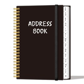 Address Book with Alphabetical Tabs - Telephone & Address Book with Address Contacts, Special Date, Phone, Birthday & Internet Login Password for Home and Office, 4.3" x 6.2", Black