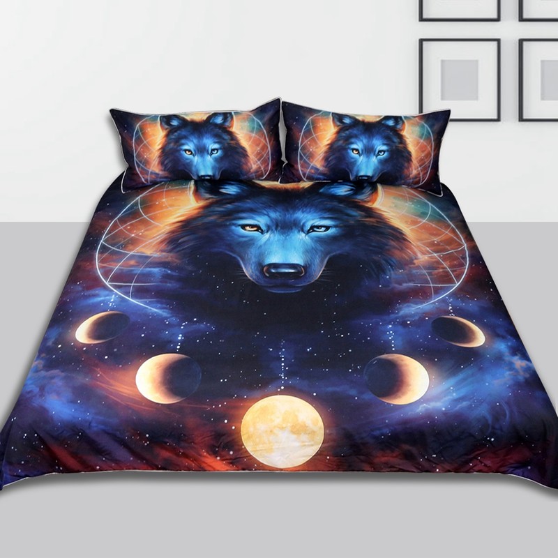 3pcs/set 3D Print Dream Catcher Moon Pattern Duvet Cover Pillow