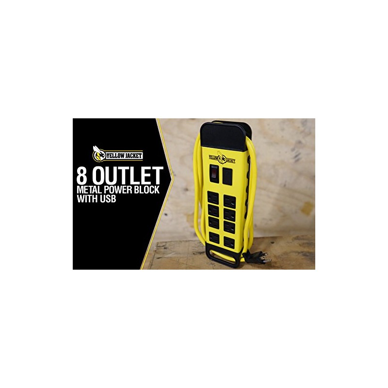 Yellow Jacket - Tira protectora de sobretensión de metal, 8-Outlet