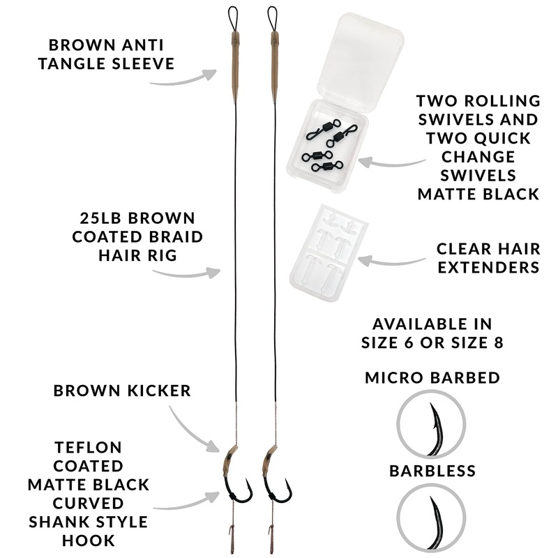 Carp On - 2 x CURVE SHORT READY RIGS Size