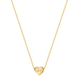 Vqysko Initial Necklace Women's Heart Letter Chain Stainless Steel Name Chains Exquisite Small (for Women / Girls / Mother) Birthday Gift, m