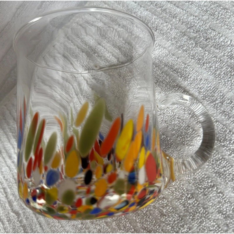 Murano NWT Murano Confetti Mosaic Glass Cup Yellow Splatter Spots