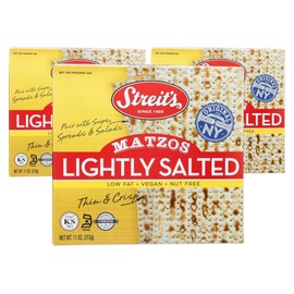 Streit's Lightly Salted Matzo - America's #1 Matzah, Thin & Crispy, Non-GMO, Low Fat, Vegan, Nut Free, Family Owned, Kosher Certified, Pair with Soups, Spreads & Salads (11oz, Pack of 3)
