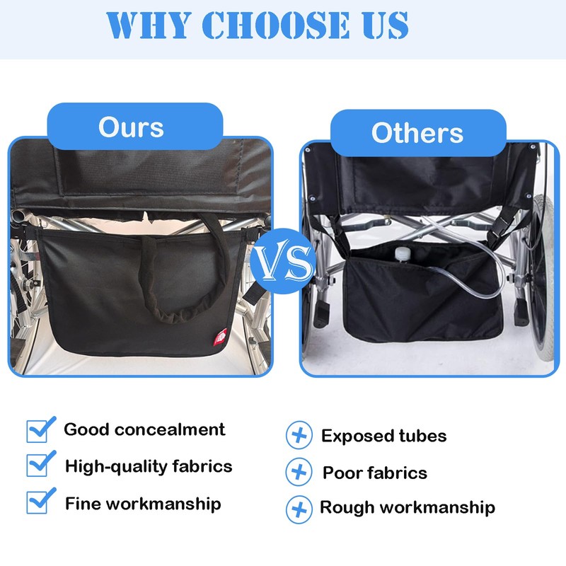 AUSTYLCO Catheter Bag Covers for Wheelchairs,Strong Oxford Fabric,Magic Stick Closure,Easy