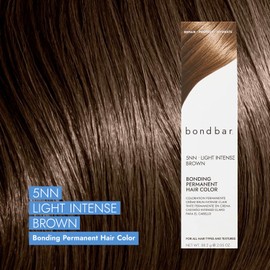 Bondbar 5NN Light Intense Brown Bonding Permanent Creme Hair Color, Repairing hair dye for all hair types, Vegan, Built in Bonding, 2.05 Oz