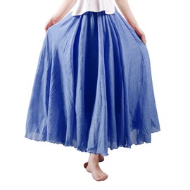 OCHENTA Women's Casual Flowy Bohemian Long Maxi Skirt for Summer Beach Goth Fairycore Weekend Skirts Denim Blue 105CM,Large
