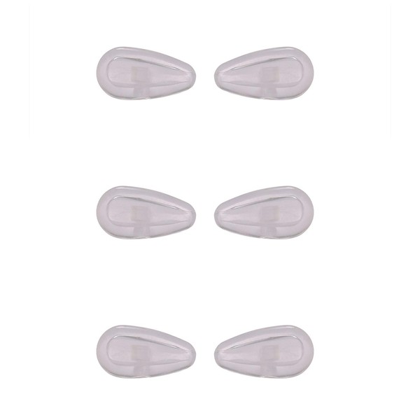 NicelyFit Screw-In Nose Pads w Air Cushion for Oakley Eye Glass Eyeglass Sunglass Frames 15mm x 7mm (Clear - 3 Pairs)