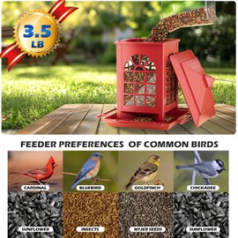 Birdream Bird Feeders for Outdoors Hanging, Classic Courtyard Design Fun Assembly 3.5LB Large Bird Feeder, Attracting Wild Birds Cardinals Goldfinches Sparrows - Red