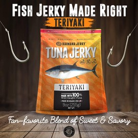Kaimana Wild-Caught Ahi Tuna Jerky - Teriyaki | Rich in Omega-3s & High in Protein | All-Natural & Organic Fish Jerky (9 oz)