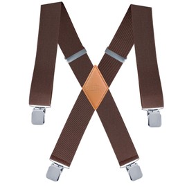 ZEAIFROOG - Tirantes para hombres o mujeres. Clips resistentes en forma de X de 2 pulgadas de ancho, incluidos negro y rojo, adecuados para bomberos, Marrón, Talla única