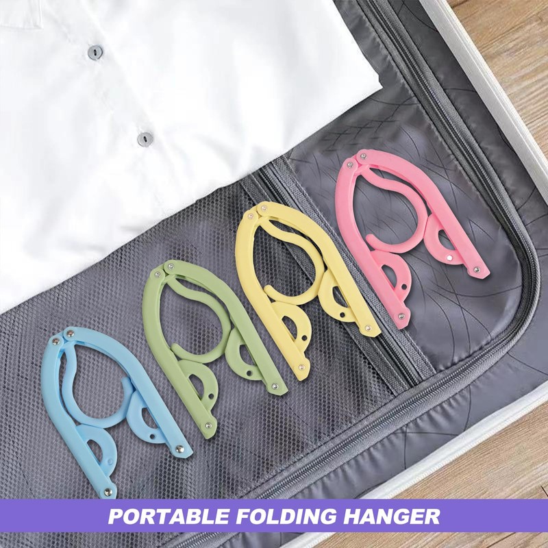 20pcs Folding Clothes Hangers, Plastic Portable Folding Coats Hanger, 4