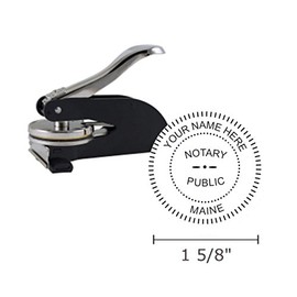 Maine Notary Seal Embosser, Desk Model, 1-5/8" Impression, Black