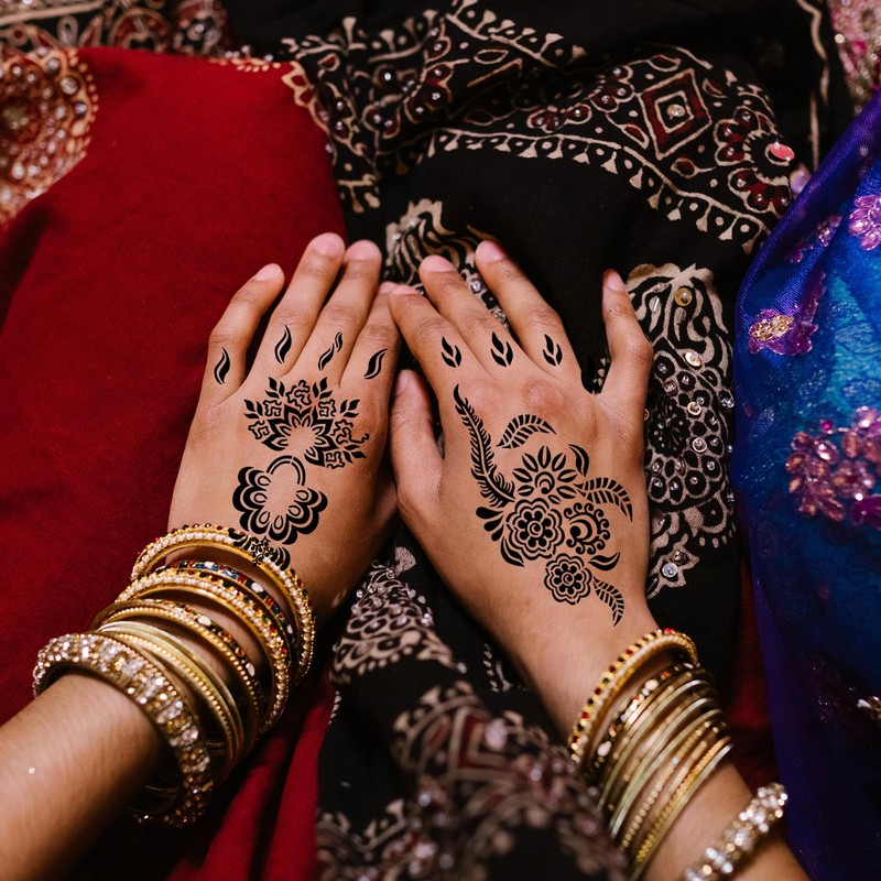 16Sheets Henna Tattoo Stencils Kit for Hand, Reusable Indian Arabian