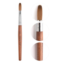 KADS Pure Kolinsky Hair Bristles Acrylic Nail Brush Oval Curled Redwood Handle Professional Salon Quality (No.14)